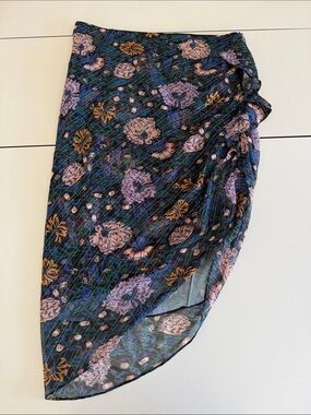 NEW NWT Veronica Beard Black Floral Asymmetrical Midi Skirt with Purple & Gold 6